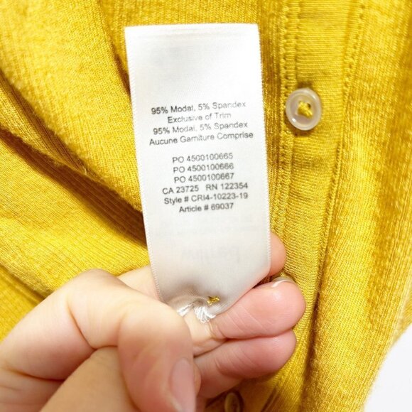 🌷SALE Wilfred Aritzia Oceane Ribbed Shirt Size XS Yellow Modal Soft - Picture 12 of 16